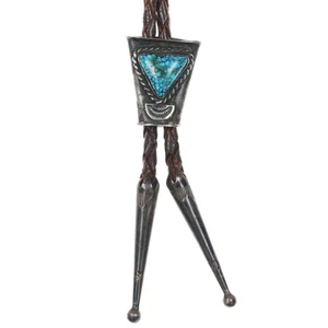 Corbata bolo turquesa Lone Mountain plata esterlina navajo años 40 - Imagen 1 de 5