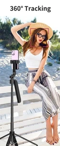 Trépied bâton selfie suivi visage 360° AI pour téléphone, 1,8M avec obturateur à distance - Photo 1 sur 16