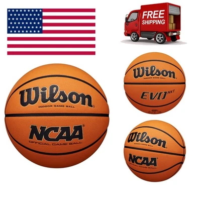 WILSON NCAA Evo NXT Official Indoor Game Basketballs - Size 7 - Black/Orange