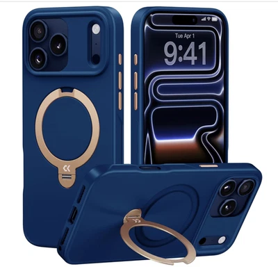 Funda CASEKOO Azul Marino Diseñada para iPhone 17 Pro con Soporte Magnético Giratorio Foto 1 de 4