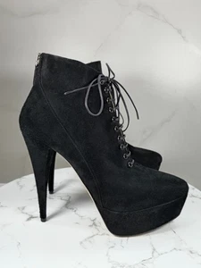 Miu Miu Damen Schwarz Wildleder Plateau Schnür Stiefeletten High Heel Gr.38 - Bild 1 von 20