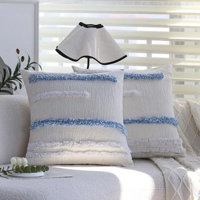 Juego de 2 fundas de almohada de chenilla suave estilo nórdico de 18x18 pulgadas con diseño acolchado... Foto 1 de 4