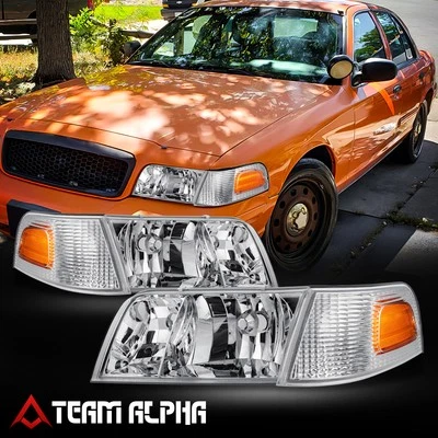 Par de faros cromados/ámbar estilo OE para Ford Crown Victoria 1998-2011 Foto 1 de 4