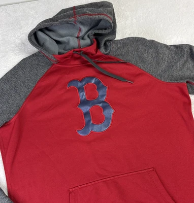 Boston Red Sox Hooded Sweatshirt Women’s L Red Gray Nike Funnel Neck Thermal Fit - Image 1 of 4