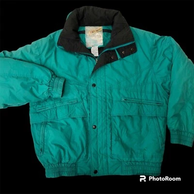 Abrigo Chaqueta De Invierno De Colección Años 80 Territorio del Noroeste Turquesa ABAJO Aves Acuáticas Relleno Foto 1 de 4