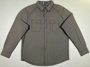 IBEX Shirt Organic Cotton Hemp Long Sleeve Canvas Snap Button Gray Mens Size XL - Picture 1 of 16