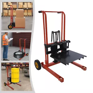 577lbs Hydraulic Material Lift Winch Stacker Adjustable Hight Pallet Dolly Lift - Picture 1 of 17