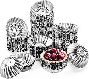 100 PCS Aluminum Mini Tart Molds for Baking, 3" Reusable Pie Pans - Picture 1 of 12