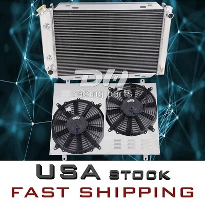 3 core Aluminum Radiator+Shroud+12"2Fans For 1979-1993 Ford Mustang GT LX V8#138 - Image 1 of 4