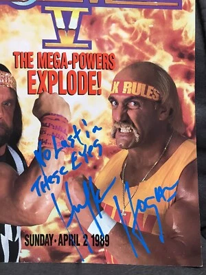 HULK HOGAN autógrafo assinado INSCRITO WWF Wrestlemania 5 V programa WWE raro - Imagem 1 de 4