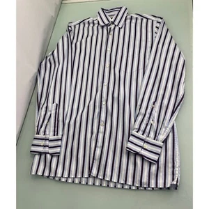 Canali Men Dress Shirt Long Sleeve Button Up Made In Italy Blue Brown Medium M - Picture 1 of 7