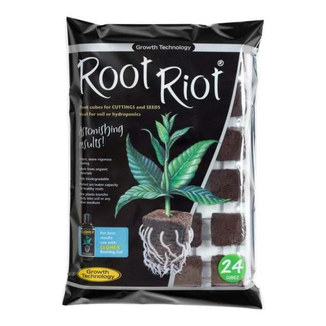 Growth Technology PRRR24 Root Riot Plant Starter Cubes Tray - Pack of 24