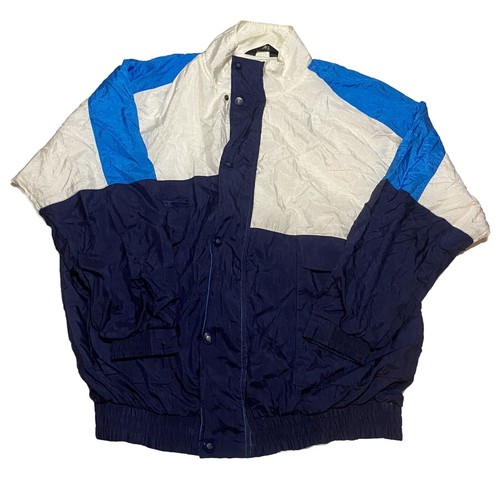 Giacca Track Vintage Christian Dior Color Block Designer Blu Taglia L T4