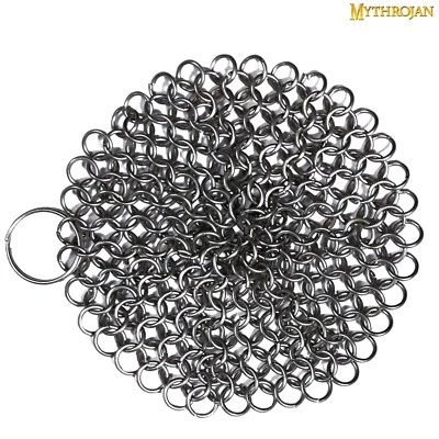 MYTHROJAN Chainmail Scrubber Cast Iron Stainless Steel Skillet Kitchen Accessory 8 mm 16 G