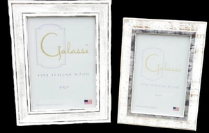 (SET OF 2) GALASSI WHITE SHABBY CHIC ITALIAN PICTURE FRAMES 4 x 6 + 5 x 7  - Picture 1 of 2