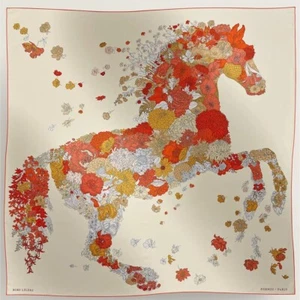 Hermes Mantón Bata Legere 140 cm Seda Bufanda Carre Estola Caballo Crema - Imagen 1 de 4