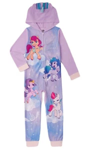 My Little Pony Girls Blanket Sleeper Pajamas Purple 4/5 Unicorn Hood Full Zip - Picture 1 of 11