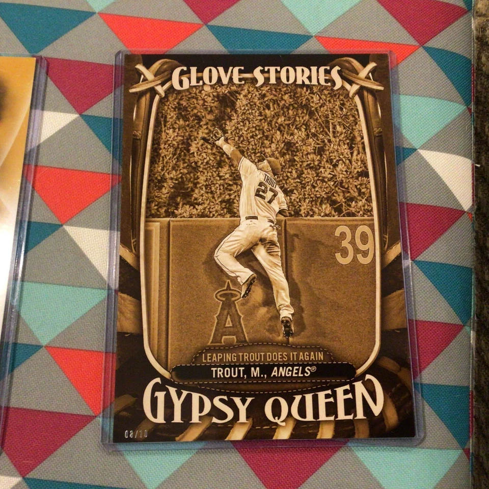 Mike Trout #GS-1 Angels 08/10 made 2016 Topps Gypsy Queen Glove Stories Gold 5x7 - Image 1 of 3