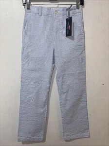 Vineyard Vines Breaker Pant Boys 10 Blue White Striped Seersucker NEW - Picture 1 of 13