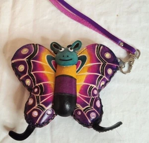 Butterfly leather wristlet zippered wallet - Picture 1 of 3