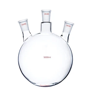 5000ml,24/40,3-Necks,Round Bottom Glass Flask,5L,Three Necks,lab Reaction Bottle - Picture 1 of 1