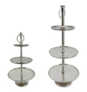 Metall Etagere 3 Etagen silber Essen Anrichten Obstschale Deko Servierständer - Bild 1 von 13