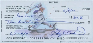 Gary Carter New York Mets Signed Cancelled Check JSA Authenticated - Picture 1 of 3