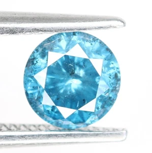 0.63 CT 5.20 x 3.40 MM Round Brilliant Cut Fancy Blue Diamond For Wedding Ring - Picture 1 of 12