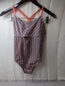 Art Class Swimsuit One Piece Youth Girls Size 10 12 Large Orange Stripes Boho  - Picture 1 of 8
