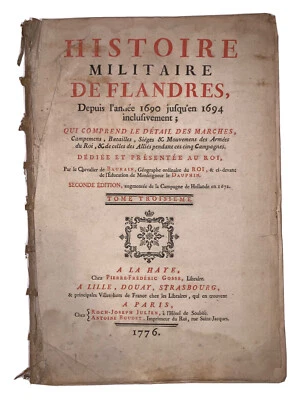 1776 FOLIO, BEAURAIN, HISTOIRE MILITAIRE DE FLANDRES, MILITARY HISTORY 1690-1694 - Image 1 of 4