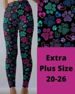 Dog Cat Paws Mandala Hearts Women's Leggings TC2 Extra Plus Size 20-26 - Picture 1 of 2