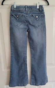 Rewind Girls' Rhinestone Embellished Adjustable Waist Flared Jeans, Size 10, VG - Picture 1 of 6