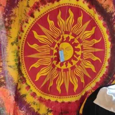 NWT | Large & Vibrant Red/Gold/Purple/Orange/Yellow Tie-Dye Sun Center Tapestry - Image 1 of 4