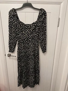 & Other Stories Women's Midi Dress UK 12 Black Beige Pattern EU 38 Long Sleeve - Picture 1 of 5
