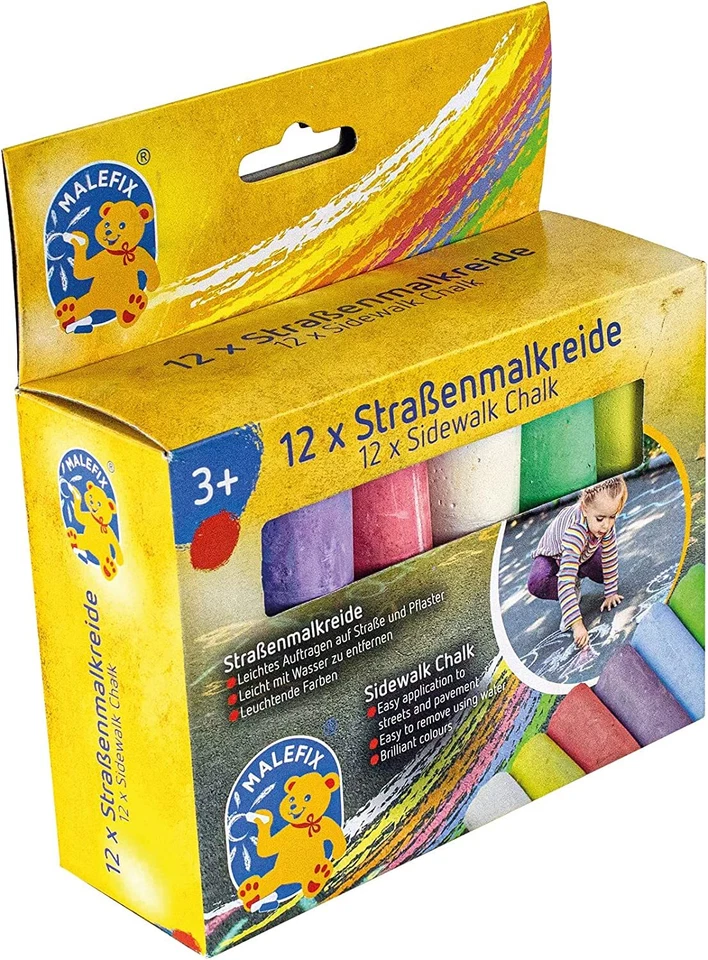 Pustefix MALEFIX Straßenmalkreide 12er Packung I Malkreide für Kinder und Erwach