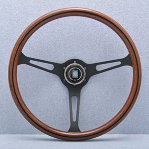 NARDI 380mm 15inch Classic Steering Wheel Mahogany Wood Black Spoke - Picture 1 of 7