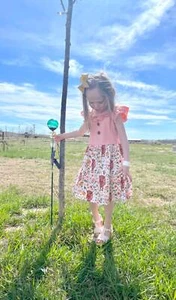 Girls Highland Cow Dress: Floral Western Summer Clothes - Picture 1 of 10