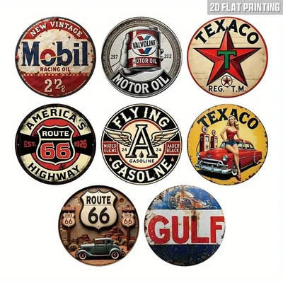 Lote de 8 letreros metálicos estilo gasolina motor aceite vintage para bomba de gas Foto 1 de 3