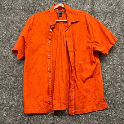Структура рубашка на пуговицах мужчин L оранжевый кнопка коротким рукавом повседневный 100% хлопок - Изображение 1 из 4