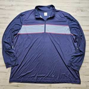 Callaway Herren 1/4 Zip Golf Pullover Jacke 2XL leicht blau gestreift Opti-Dri - Bild 1 von 6