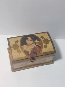 Vintage Florentiner Holz Fach Schmuckkästchen Gold Vergoldet Musik Velt 7 3/4" x 5,5" - Bild 1 von 8