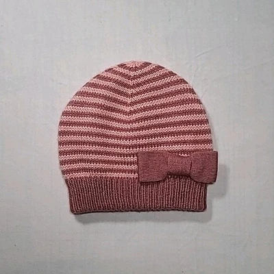 Gorro tejido Old Navy M para niños pequeños gorra de invierno rosa blanco a rayas Foto 1 de 3