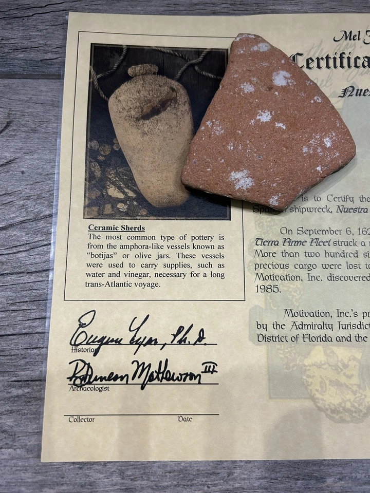 Artefacto de cerámica del naufragio de Atocha Mel Fisher Treasure para fanáticos de la flota 1715 Foto 1 de 4