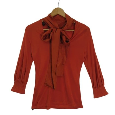 Ted Baker Long Sleeve Top UK 8 Orange Tencel Silk Womenswear Scarf - Preloved - Image 1 of 4