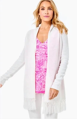 Cárdigan Lilly Pulitzer Nuevo con Etiquetas Tatum Flecos Resort Blanco Talla L,XL,XXL Foto 1 de 4