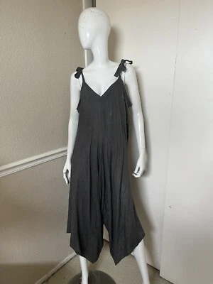 CATWALK STUDIO ¡NUEVO! Mono gris oscuro 100 % lino correas atadas LAGENLOOK O/S Foto 1 de 4