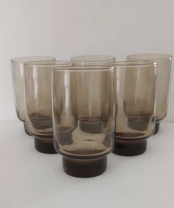 Set of 6 Vintage Libbey USA Tawny Accent 1970s 11oz Flat Tumbler Glasses - Picture 1 of 7