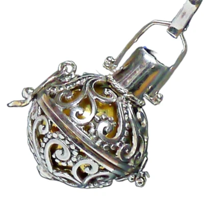 ANGEBOT 925 Silber Klangkugel Engelrufer Handarbeit Edelstein Auswahl Lederband - Bild 1 von 4