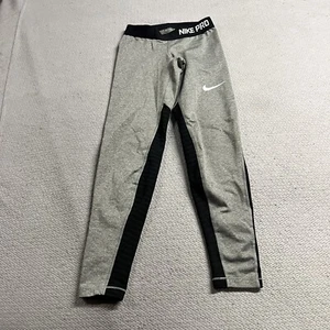Nike Pro Girls Dri-Fit Grey & Black Leggings Activewear Casual Size Medium EUC - Picture 1 of 5