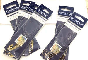 Lot 36 leaders Snelled gold Hooks Danielson Eagle Claw 3 pkg sz 1 + 2 sz 1/0 - Picture 1 of 5